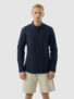 Snitch Men Solid Casual Dark Blue Shirt