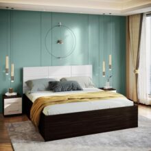 Interio by Godrej Bed Upmods White Chocolate King Size Engineered Wood Bed with Box Storage, 1-Year Warranty, Cinnamon, Metal & Particle Board