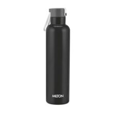 Milton Felice 1000 Thermosteel Water Bottle 880 ml, 24 Hr Hot and Cold I Leak Proof Lid, ISI Certified I Vacuum Insulated I for Office, Gym, School I Black