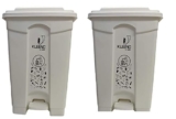 Cello Strong Plastic Step-On Pedal Garbage Dustbin 60 Ltr White & White (COMBO)