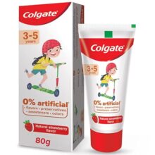 Colgate Toothpaste For Kids (3-5 Years), Natural Strawberry Flavor, Cavity Protection Tooth Paste, With 0% Artificial Flavors, Preservatives, Sweeteners & Colors – 80 Gram Tube