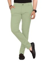 GIBBONTE Men’s Mid-Rise Solid Trousers | Regular Fit Button Closure Pants | Perfect for Office and Casual Outings (Pista, 36)