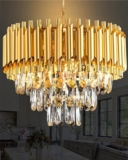 Homesake® 15″ 5-Light Modern Crystal Chandelier Light Fixtures 3-Tier Gold Luxury Chandeliers For Dining Room Round Hanging Pendant Kitchen Entryway, Bedroom Hallway 400Mm (15″ 5 Golden)