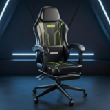 DROGO Phantom Ergonomic Gaming Chair with Premium PU Leather Fabric, Linkage Armrest, Adjustable Neck & Lumbar Pillow | Computer Chair for Study | Home & Office Chair with Recline (Black/Green)