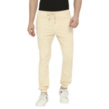 Spykar Beige Jogger Fit Mid Rise Trousers for Men