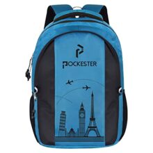 Pockester 35L Water Resistant Large Laptop/Office/College/School/Travel Casual Design Unisex Backpack (Fits Up 15.6 Inch Laptop) (Sky Blue)…