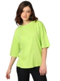 KOTTY Women’s Cotton Blend Solid Oversized T-Shirts