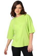 KOTTY Women’s Cotton Blend Solid Oversized T-Shirts