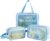 FLYNGO Pvc Clear Makeup Pouch Set, Cosmetic Organizer Bag for Women and Girls Travel Waterproof Toiletry Storage Kit (Set of 3 Light Blue)