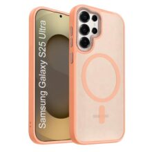 SNAPWAVE Samsung S25 Ultra Case | Magnetic Matte Design | Shockproof Slim Fit | Ring Camera Protection | MagSafe Compatible | Premium Crystal Hard Samsung S25 Ultra Cover [Pink]