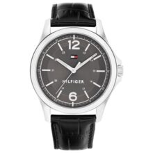 Tommy Hilfiger Analog Grey Dial Leather Strap Watch For Men
