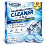 Mixosa Washing Machine Cleaner Descaler 12 Pack – Deep Cleaning Tablets For He Front Loader & Top Load Washer, Clean Inside Drum And Laundry Tub Seal (Washing Machine Cleaner Tablets – 12 Pack)