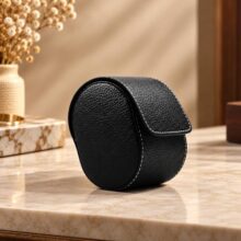 HOUSE OF CRAFT Single Watch Box Organizer, PU Leatherette with Velvet Interior, Black, Watch Storage