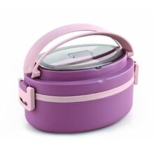 Ganesh 1 Compartment Vega Portable Insulated Food Container with Attractive Spoon – Airtight Leak-Proof Lunch Box for Office, School, Picnic – 400ml Peach