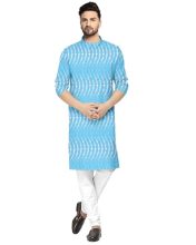 Gauri Laxmi Enterprise Men’S Cotton Blend Solid Straight Kurta (Foil-Leriya-Sky 42