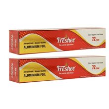 Freshee New Disposable Aluminium Silver Kitchen Foil Roll 44 m, Pack of 2, 11 Micron Thick Food wrap Silver Foil Roll
