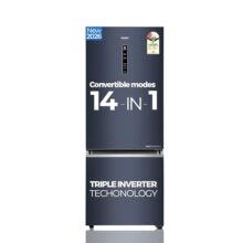 Haier 325 L 2 Star Frost Free Bottom Mount Double Door Refrigerator|Convertible 14-In-1|Jhukna Mat-Bottom Freezer|Digital Display Panel|Inverter|Twist Ice Maker (2026, Heb-332Gba-P, Graphite Black)