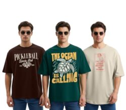 STYLENSE® Cotton Blend Oversized Baggy Fit Drop Shoulder Graphic Printed Half Sleeve T-Shirt Combo for Men (PO3_OSM_LFBSW_PKBBR_TOIBB_XL)