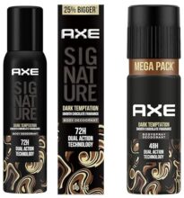 AXE Dark Temptation Long Lasting Deodorant Bodyspray For Men 215 ml & Axe Signature Dark Temptation No Gas Deodorant Bodyspray for Men 154 ml