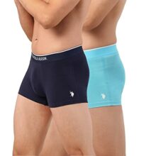 U.S. POLO ASSN.. Mens ET004 Anti Microbial Cotton Stretch Essential Underwear Trunk -Pack of 2(ET004-P2_Navy/Blue Grotto_L)