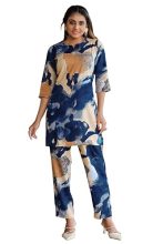 Kirtan Rayon Women’S Print Co-Ord Set Relaxed Fit For Women|Two Piece Co Ord Set Top & Pant |Casual Co Ords Women Wear Fashionable For Party (Xxxx-Large, Peacock Blue)