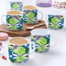Larah By Borosil Forest Opalware Mug, Set Of 12 Tea/Coffee Mugs, 180 Ml Each, Microwave & Dishwasher Safe, Bone-Ash Free, Crockery Set Ideal For Daily Use & Gifting, White