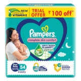 Pampers Complete Skin Comfort Pants, Anti-Rash Blanket, Lotion With Vitamin E & Aloe Vera, New Born/X-Small (Nb/Xs), 54 Count, Upto 5Kg