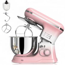 INALSA Stand Mixer 1200W|Pure Copper Motor|5.4 L SS Bowl With Splash Guard|Accessories Included|Dishwasher Safe|Baking,Cake Mixer,Kneading-Kratos(Dual Pink)