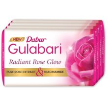 Dabur Gulabari Pure Rose Soap 150G (Pack Of 4) | Moisturizing Bathing Soap For Radiant Glowing Skin & Body | Glycerine & Niacinamide | Long Lasting Fragrance | For Men & Women