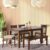 EXCEL HOME 6-Seater Dining Room Set, Solid Wood Table with 4 Chairs and Bench, Provincial Teak Finish with Grey Cushions