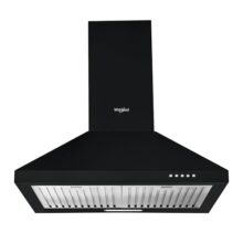 Whirlpool 60cm 1200 m3/hr Baffle Filter Kitchen Chimney with 5 Years WARR on Motor and 1 Year Comprehensive | AKR BF 60 BK HOOD | Black | 3 Speed Push Button Control