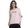 Spykar Women Baby Pink Blended Regular FIt Round Neck Printed Sweatshirt