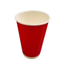 BonKaso 480ml Double Wall Disposable Beer Glasses | Premium Ripple Cups for Hot & Cold Beverages | Leak-Resistant Insulated Paper Cups for Events, Cafes, Parties – Red – Pack of 25