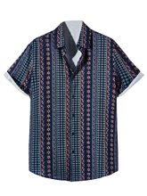 J B Fashion Casual Shirt For Men|| Shirt For Men|| Men Stylish Shirt || Men Printed Shirt(Geo) (2Xl, Dark Blue)