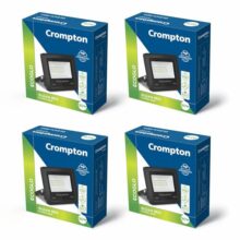 Crompton Aluminium Gleam 20W LED Flood Light | Outdoor Waterproof Security Light | Wide Angle Beam | Cool Daylight 6500K | Energy Saving | Pack of 4