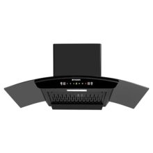 Faber Hood Marcus 90cm 1300 m³/hr Filterless Autoclean Chimney | Touch & Gesture Control | Curved Shaped |12Yr on Motor, 2Yr Comprehensive Warranty by Faber | HOOD MARCUS HC SC BK FL 90, Black
