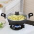 Crystal Aluminum 11 Pcs Non Stick Cookware Set with Induction Bottom | Tawa, Fry Pan, Kadhai with Lid, 4 Serving Spoons, 3 Containers | 4 Layer Non Stick Coating | PFOA Free | Black