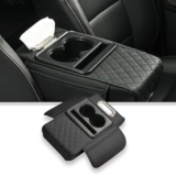 5 In1 Car Seat Armrest Organizer With Cup Holder Tissue Box Slot And Zipper Storage Pocket