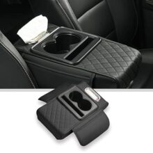 5 In1 Car Seat Armrest Organizer With Cup Holder Tissue Box Slot And Zipper Storage Pocket