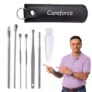 Careforce Ear Wax Cleaner – Resuable Ear Cleaner Tool Set with Storage Pack – Ear Wax Remover Tool Kit with Ear Curette Cleaner and Spring Ear Buds Cleaner 6 Pcs Set Silver