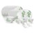 Larah by Borosil Bamboo Leaves Fluted Series Opalware Dinner Set | 44 Pieces for Family of 8 | Microwave & Dishwasher Safe | Bone-Ash Free | Crockery Set for Dining & Gifting | Plates & Bowls | White