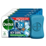 Dettol Icy Cool Bathing Soap Bar With 3X Intense Cooling (625Gm), 125Gm – Pack Of 5