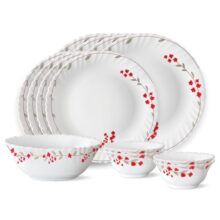 Larah by BOROSIL Fluted Series Verona Opalware Dinner Set | 13 Piece for Family of 4 | Microwave & Dishwasher Safe | Bone-Ash Free | Crockery Set for Dining & Gifting | Plates & Bowls | White