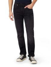 Men Black Clean-Look Straight Fit Stretch Jeans