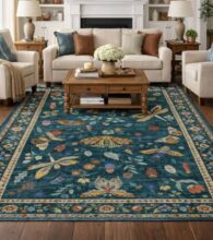 Homitecture Soft & Durable Floor Carpet | Premium Cotton Carpet For Living Room, Bedroom & Home Decor | Multi-Printed Modern Area Carpet (3X5Ft.) (Dark Green)