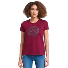 Spykar Solid Cotton Blend High Neck Womens T-Shirt (Wine, Medium)