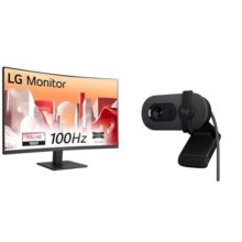 LG 32MR50C (32 Inch) Full HD Curved Monitor (1920 x 1080) with 100Hz, 5ms, VA Panel, AMD FreeSync™, HDMI X 2, VGA, Headphone Out, Tilt, Reader Mode + Logitech Brio 100 Full HD 1080P Webcam