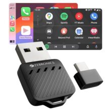 Zebronics 2-in-1 Wireless CarPlay Adapter, Converts Wired Android Auto & CarPlay to Wireless, USB-A & Type-C Converter, BT v5.2, Dual Band Wi-Fi, Fast Boot, Plug & Play (Drivecast 02)