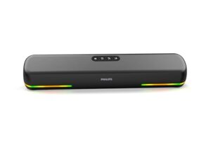 PHILIPS SPA4124BK/94 Wireless Bluetooth Speaker, 20W, 8H Playtime, Bluetooth 5.1, TWS Mode, RGB Light, LED Indicator, Built-in Mic, Voice Assistant, AUX/USB/TF Card Input, USB-C Charging (Deep Black)