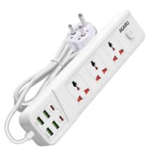 AGARO Regal Extension Board, Power Strip, 3 Universal Sockets, 4 USB + 2 Type-C Fast Charge, 2500W, 6ft Heavy-Duty Cord, Overload & Surge Protection, Master Switch, Multi-Device Charge for Home/Office